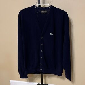 Vintage 70’s Classic Navy Cardigan Sweater. XL